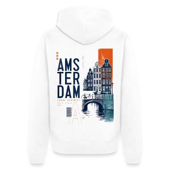 Mosaïque du canal d’Amsterdam - Veste à capuche bio Premium Unisexe - blanc - Dos - Thijin (182cm)