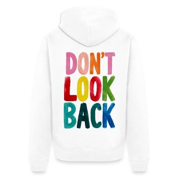 Dont Look Back - Unisex Premium Bio Zip Hoodie - Weiß - Hinten - Thijin (182cm)