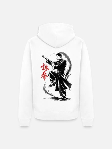Maître Wing Chun à l’Encre - Veste à capuche bio Premium Unisexe - blanc