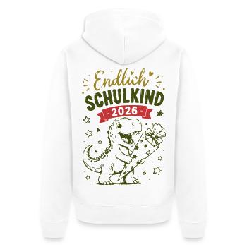 Endlich Schulkind 2026 - Unisex Premium Bio Zip Hoodie - Weiß - Hinten - Thijin (182cm)