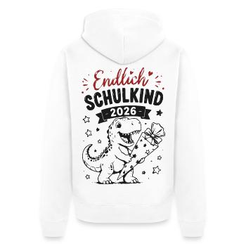 Endlich Schulkind 2026 - Unisex Premium Bio Zip Hoodie - Weiß - Hinten - Thijin (182cm)