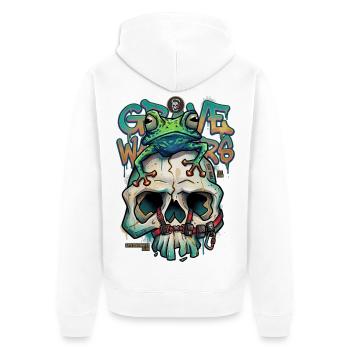 Grave Walkers Frog Skull Graffiti Streetwear Art - Unisex Premium Organic Zip Hoodie - white - Back - Thijin (182cm)