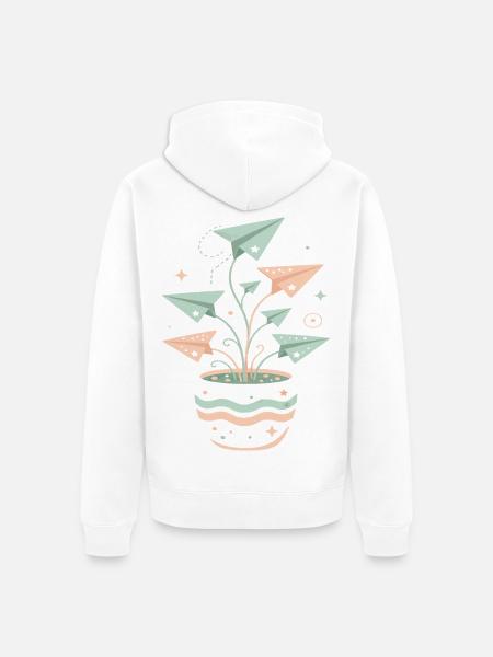 Pastellpapierflieger Blumentopf - Unisex Premium Bio Zip Hoodie - Weiß