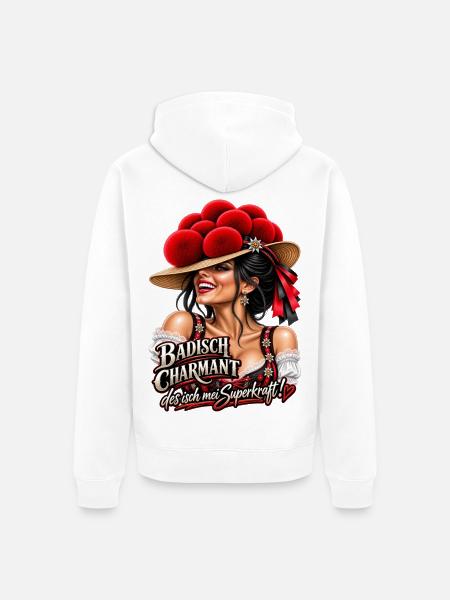 Badisch Charmant – Mei Superkraft - Unisex Premium Bio Zip Hoodie - Weiß