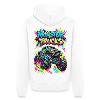 Monster Trucks Graffiti Neon - Unisex Premium Bio Zip Hoodie - Weiß - Hinten - Thijin (182cm)