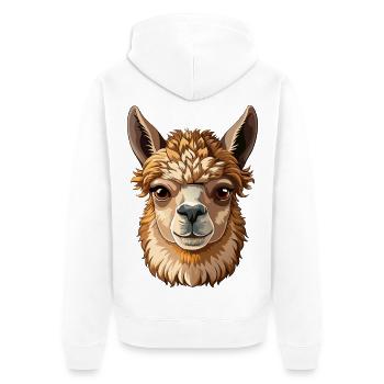 Alpaca Head - Unisex Premium Bio Zip Hoodie - Weiß - Hinten - Thijin (182cm)
