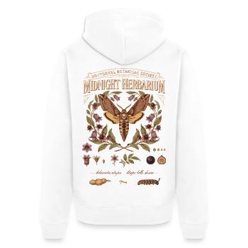Mitternachtsherbarium Falter Flora - Unisex Premium Bio Zip Hoodie - Weiß - Hinten - Thijin (182cm)