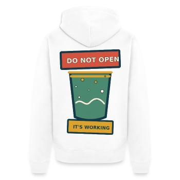 Fermentation – Nicht öffnen, es funktioniert - Unisex Premium Bio Zip Hoodie - Weiß - Hinten - Thijin (182cm)