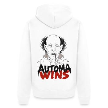 Automa Win - Unisex Premium Bio Zip Hoodie - Weiß - Hinten - Thijin (182cm)