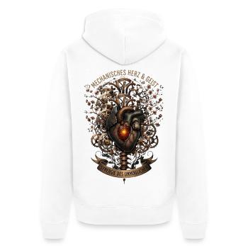 Herz Anatomie- Mechanisches Herz Steampunk - Unisex Premium Bio Zip Hoodie - Weiß - Hinten - Thijin (182cm)