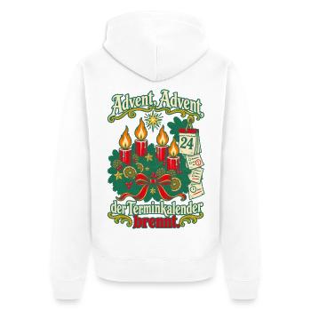 Advent Advent Terminkalender brennt - Unisex Premium Bio Zip Hoodie - Weiß - Hinten - Thijin (182cm)