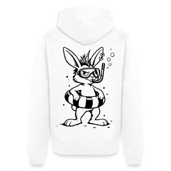 Bunny Punk, der Unterwasser-Forscher (1C) - Unisex Premium Bio Zip Hoodie - Weiß - Hinten - Thijin (182cm)