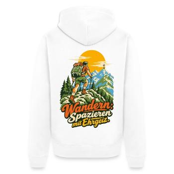 Wandern Spazieren mit Ehrgeiz - Unisex Premium Bio Zip Hoodie - Weiß - Hinten - Thijin (182cm)