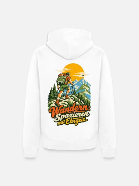 Wandern Spazieren mit Ehrgeiz - Unisex Premium Bio Zip Hoodie - Weiß