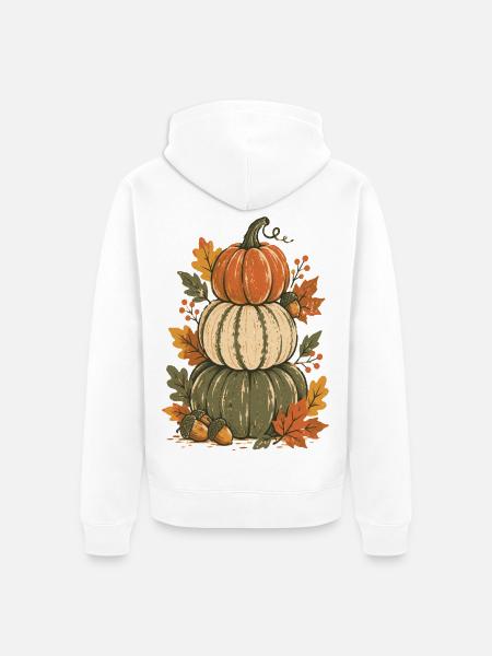 Herbst-Pumpkinen-Turm mit Blättern - Unisex Premium Bio Zip Hoodie - Weiß