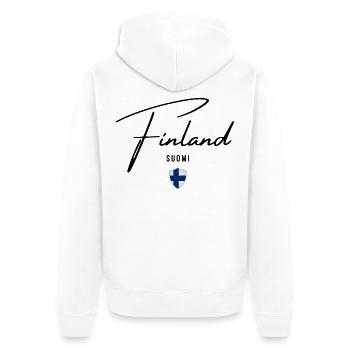 Flagge von Finnland, finnischer Stolz - Unisex Premium Bio Zip Hoodie - Weiß - Hinten - Thijin (182cm)