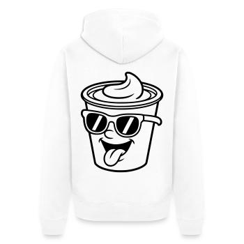 Becher Crème Joghurt Sahne Eis (Farbe änderbar) - Unisex Premium Bio Zip Hoodie - Weiß - Hinten - Thijin (182cm)