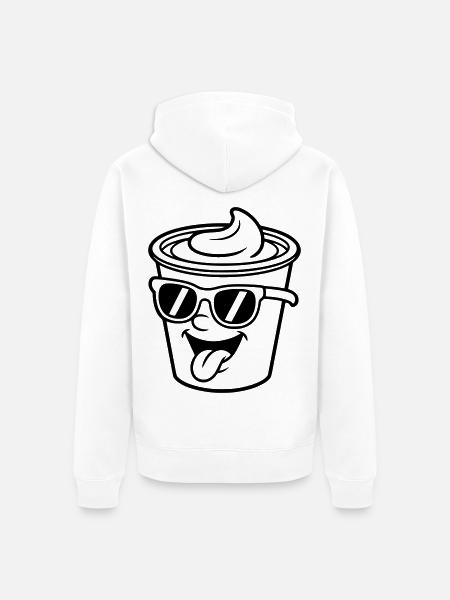 Becher Crème Joghurt Sahne Eis (Farbe änderbar) - Unisex Premium Bio Zip Hoodie - Weiß