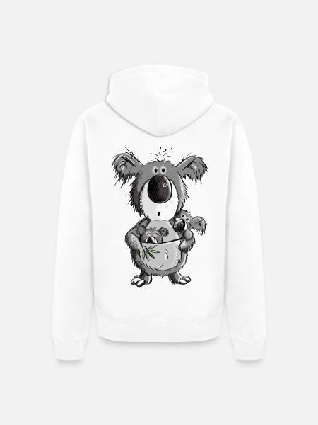 Süßer Koala Bär mit Kindern Comic - Unisex Premium Bio Zip Hoodie - Weiß