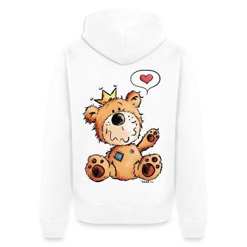 Love Bear - Teddy - Funny - Comic - Cute - Unisex Premium Organic Zip Hoodie - white - Back - Thijin (182cm)
