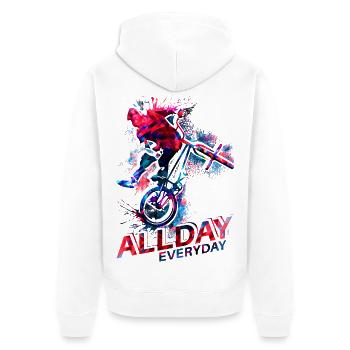 BMX Fahrrad fahr fahren - Urban Skyline BMX Rad - Unisex Premium Bio Zip Hoodie - Weiß - Hinten - Thijin (182cm)
