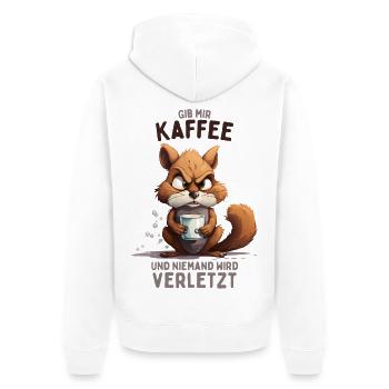 Wütendes Eichhörnchen mit Kaffee - Unisex Premium Bio Zip Hoodie - Weiß - Hinten - Thijin (182cm)