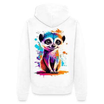 Suricate coloré - Suricate du désert - Veste à capuche bio Premium Unisexe - blanc - Dos - Thijin (182cm)