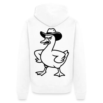 Funny angry goose with cowboy hat - Unisex Premium Organic Zip Hoodie - white - Back - Thijin (182cm)