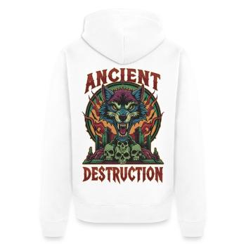 Loup de destruction antique - Veste à capuche bio Premium Unisexe - blanc - Dos - Thijin (182cm)