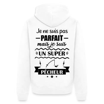 Super Fisherman Passion Nature - Unisex Premium Organic Zip Hoodie - white - Back - Thijin (182cm)