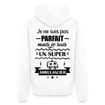 Super Notfall-Krankenwagen - Unisex Premium Bio Zip Hoodie - Weiß - Hinten - Thijin (182cm)