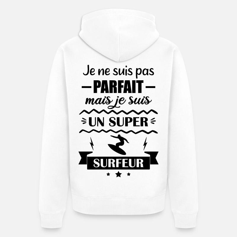 Super Surfeur Vague Océan Surf - Veste à capuche bio Premium Unisexe - blanc