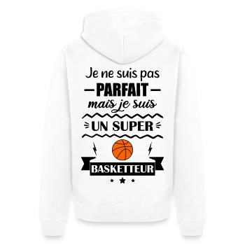 Not perfect but great basketball player - Unisex Premium Organic Zip Hoodie - white - Back - Thijin (182cm)
