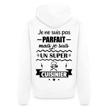Not perfect but great cook - Unisex Premium Organic Zip Hoodie - white - Back - Thijin (182cm)