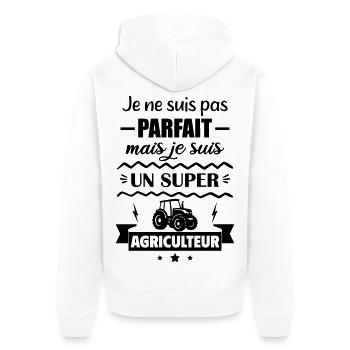 Pas parfait mais super agriculteur tracteur - Veste à capuche bio Premium Unisexe - blanc - Dos - Thijin (182cm)