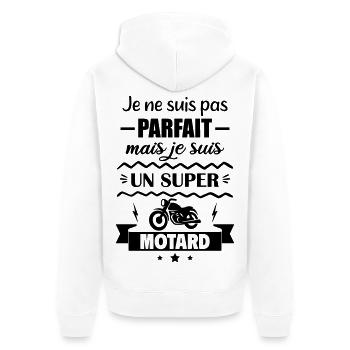 Pas parfait mais super motard Moto - Veste à capuche bio Premium Unisexe - blanc - Dos - Thijin (182cm)
