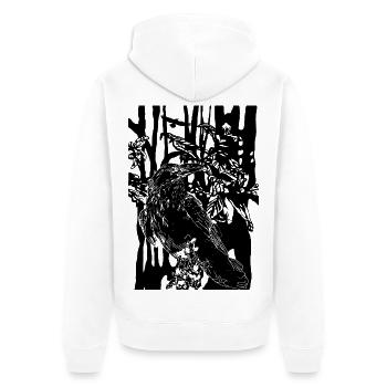 Rabe - Unisex Premium Bio Zip Hoodie - Weiß - Hinten - Thijin (182cm)