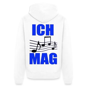 Ich mag Musik Blaues Notenlayout - Unisex Premium Bio Zip Hoodie - Weiß - Hinten - Thijin (182cm)