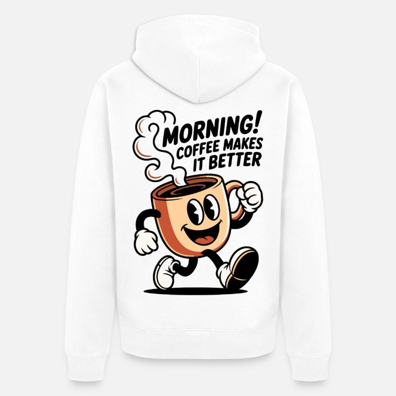 Dessin animé Tasse à Café - Veste à capuche bio Premium Unisexe - blanc