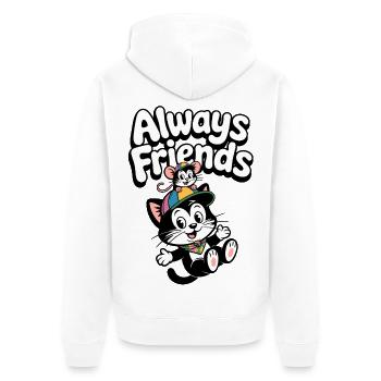 Always Friends Katze und Maus - Unisex Premium Bio Zip Hoodie - Weiß - Hinten - Thijin (182cm)
