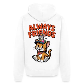 Toujours des amis chats souris - Veste à capuche bio Premium Unisexe - blanc - Dos - Thijin (182cm)
