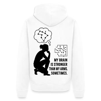 Bouldern wie Schach – Kopf schlägt Kraft - Unisex Premium Bio Zip Hoodie - Weiß - Hinten - Thijin (182cm)