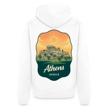 Insigne du Parthénon d’Athènes Vintage Sunset - Veste à capuche bio Premium Unisexe - blanc - Dos - Thijin (182cm)