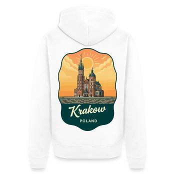 Insigne rétro de la basilique Sainte-Marie de Cracovie - Veste à capuche bio Premium Unisexe - blanc - Dos - Thijin (182cm)