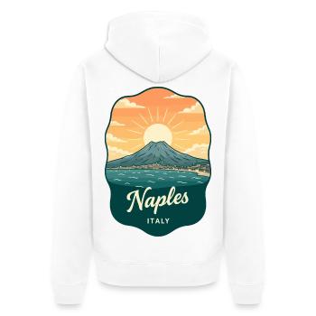 Neapel Mount Vesuvius Retro Reiseabzeichen - Unisex Premium Bio Zip Hoodie - Weiß - Hinten - Thijin (182cm)