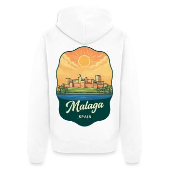 Malaga Alcazaba Vintage Sunset Reiseabzeichen - Unisex Premium Bio Zip Hoodie - Weiß - Hinten - Thijin (182cm)