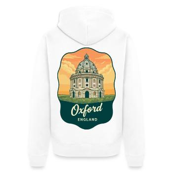 Insigne vintage de l’appareil photo Oxford Radcliffe - Veste à capuche bio Premium Unisexe - blanc - Dos - Thijin (182cm)
