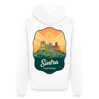 Badge de voyage Retro Sunset Sintra Pena Palac - Veste à capuche bio Premium Unisexe - blanc - Dos - Thijin (182cm)