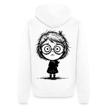 Sticker Fillette Mélancolie Regard Vide Manga - Veste à capuche bio Premium Unisexe - blanc - Dos - Thijin (182cm)