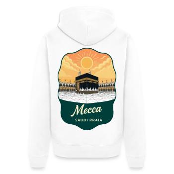 Mecca Kaaba Vintage Sunset Travel Abzeichen - Unisex Premium Bio Zip Hoodie - Weiß - Hinten - Thijin (182cm)